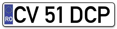 Placuta inmatriculare numar auto  CV-51-DCP, CV 51 DCP, CV51DCP