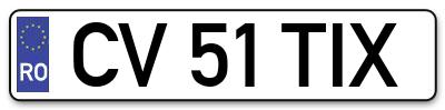 Placuta inmatriculare numar auto  CV-51-TIX, CV 51 TIX, CV51TIX