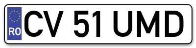 Placuta inmatriculare numar auto  CV-51-UMD, CV 51 UMD, CV51UMD