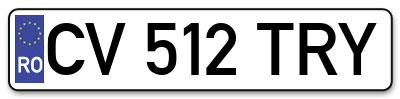 Placuta inmatriculare numar auto  CV-512-TRY, CV 512 TRY, CV512TRY