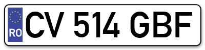 Placuta inmatriculare numar auto  CV-514-GBF, CV 514 GBF, CV514GBF