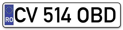 Placuta inmatriculare numar auto  CV-514-OBD, CV 514 OBD, CV514OBD