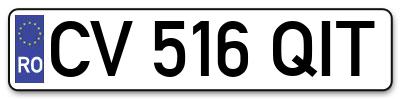 Placuta inmatriculare numar auto  CV-516-QIT, CV 516 QIT, CV516QIT