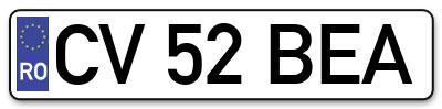 Placuta inmatriculare numar auto  CV-52-BEA, CV 52 BEA, CV52BEA