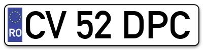 Placuta inmatriculare numar auto  CV-52-DPC, CV 52 DPC, CV52DPC