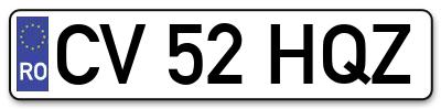 Placuta inmatriculare numar auto  CV-52-HQZ, CV 52 HQZ, CV52HQZ