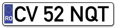 Placuta inmatriculare numar auto  CV-52-NQT, CV 52 NQT, CV52NQT