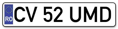 Placuta inmatriculare numar auto  CV-52-UMD, CV 52 UMD, CV52UMD