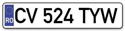 Placuta inmatriculare numar auto  CV-524-TYW, CV 524 TYW, CV524TYW