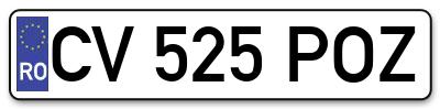 Placuta inmatriculare numar auto  CV-525-POZ, CV 525 POZ, CV525POZ