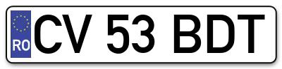 Placuta inmatriculare numar auto  CV-53-BDT, CV 53 BDT, CV53BDT