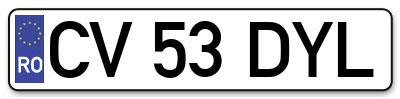 Placuta inmatriculare numar auto  CV-53-DYL, CV 53 DYL, CV53DYL