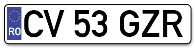 Placuta inmatriculare numar auto  CV-53-GZR, CV 53 GZR, CV53GZR