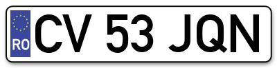 Placuta inmatriculare numar auto  CV-53-JQN, CV 53 JQN, CV53JQN