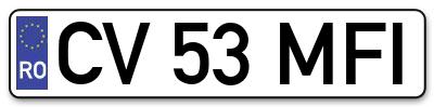 Placuta inmatriculare numar auto  CV-53-MFI, CV 53 MFI, CV53MFI