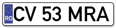 Placuta inmatriculare numar auto  CV-53-MRA, CV 53 MRA, CV53MRA