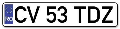 Placuta inmatriculare numar auto  CV-53-TDZ, CV 53 TDZ, CV53TDZ
