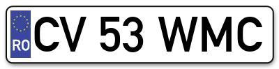 Placuta inmatriculare numar auto  CV-53-WMC, CV 53 WMC, CV53WMC