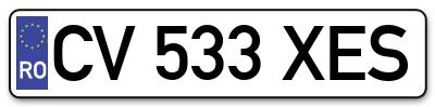 Placuta inmatriculare numar auto  CV-533-XES, CV 533 XES, CV533XES