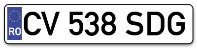 Placuta inmatriculare numar auto  CV-538-SDG, CV 538 SDG, CV538SDG