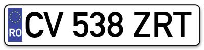 Placuta inmatriculare numar auto  CV-538-ZRT, CV 538 ZRT, CV538ZRT