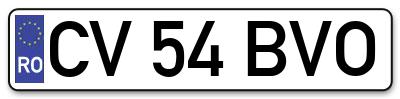 Placuta inmatriculare numar auto  CV-54-BVO, CV 54 BVO, CV54BVO