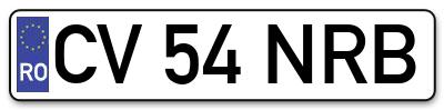 Placuta inmatriculare numar auto  CV-54-NRB, CV 54 NRB, CV54NRB