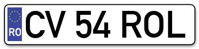 Placuta inmatriculare numar auto  CV-54-ROL, CV 54 ROL, CV54ROL