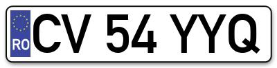 Placuta inmatriculare numar auto  CV-54-YYQ, CV 54 YYQ, CV54YYQ