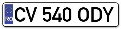 Placuta inmatriculare numar auto  CV-540-ODY, CV 540 ODY, CV540ODY
