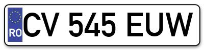 Placuta inmatriculare numar auto  CV-545-EUW, CV 545 EUW, CV545EUW