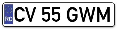Placuta inmatriculare numar auto  CV-55-GWM, CV 55 GWM, CV55GWM