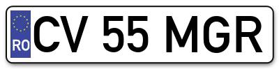 Placuta inmatriculare numar auto  CV-55-MGR, CV 55 MGR, CV55MGR