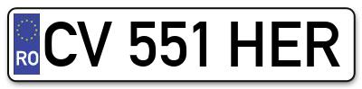 Placuta inmatriculare numar auto  CV-551-HER, CV 551 HER, CV551HER