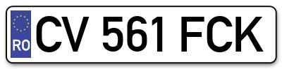 Placuta inmatriculare numar auto  CV-561-FCK, CV 561 FCK, CV561FCK