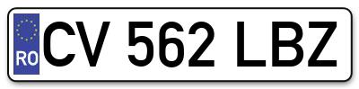 Placuta inmatriculare numar auto  CV-562-LBZ, CV 562 LBZ, CV562LBZ