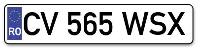 Placuta inmatriculare numar auto  CV-565-WSX, CV 565 WSX, CV565WSX