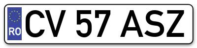 Placuta inmatriculare numar auto  CV-57-ASZ, CV 57 ASZ, CV57ASZ