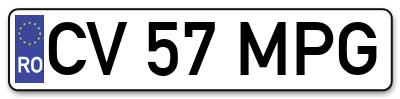 Placuta inmatriculare numar auto  CV-57-MPG, CV 57 MPG, CV57MPG