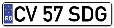 Placuta inmatriculare numar auto  CV-57-SDG, CV 57 SDG, CV57SDG