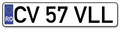 Placuta inmatriculare numar auto  CV-57-VLL, CV 57 VLL, CV57VLL