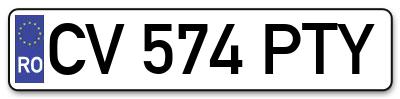 Placuta inmatriculare numar auto  CV-574-PTY, CV 574 PTY, CV574PTY