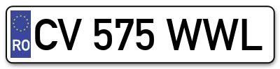 Placuta inmatriculare numar auto  CV-575-WWL, CV 575 WWL, CV575WWL