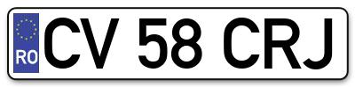 Placuta inmatriculare numar auto  CV-58-CRJ, CV 58 CRJ, CV58CRJ