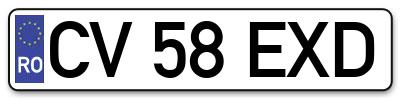Placuta inmatriculare numar auto  CV-58-EXD, CV 58 EXD, CV58EXD