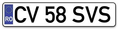 Placuta inmatriculare numar auto  CV-58-SVS, CV 58 SVS, CV58SVS