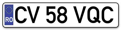 Placuta inmatriculare numar auto  CV-58-VQC, CV 58 VQC, CV58VQC