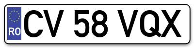 Placuta inmatriculare numar auto  CV-58-VQX, CV 58 VQX, CV58VQX
