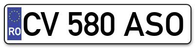 Placuta inmatriculare numar auto  CV-580-ASO, CV 580 ASO, CV580ASO