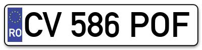 Placuta inmatriculare numar auto  CV-586-POF, CV 586 POF, CV586POF